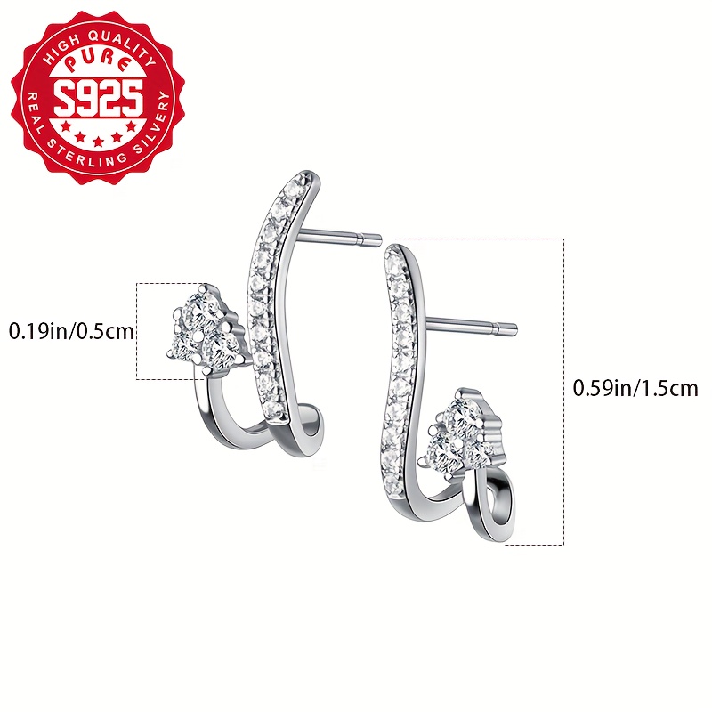 Pair of Women's Line Design Earrings, Sterling Silver